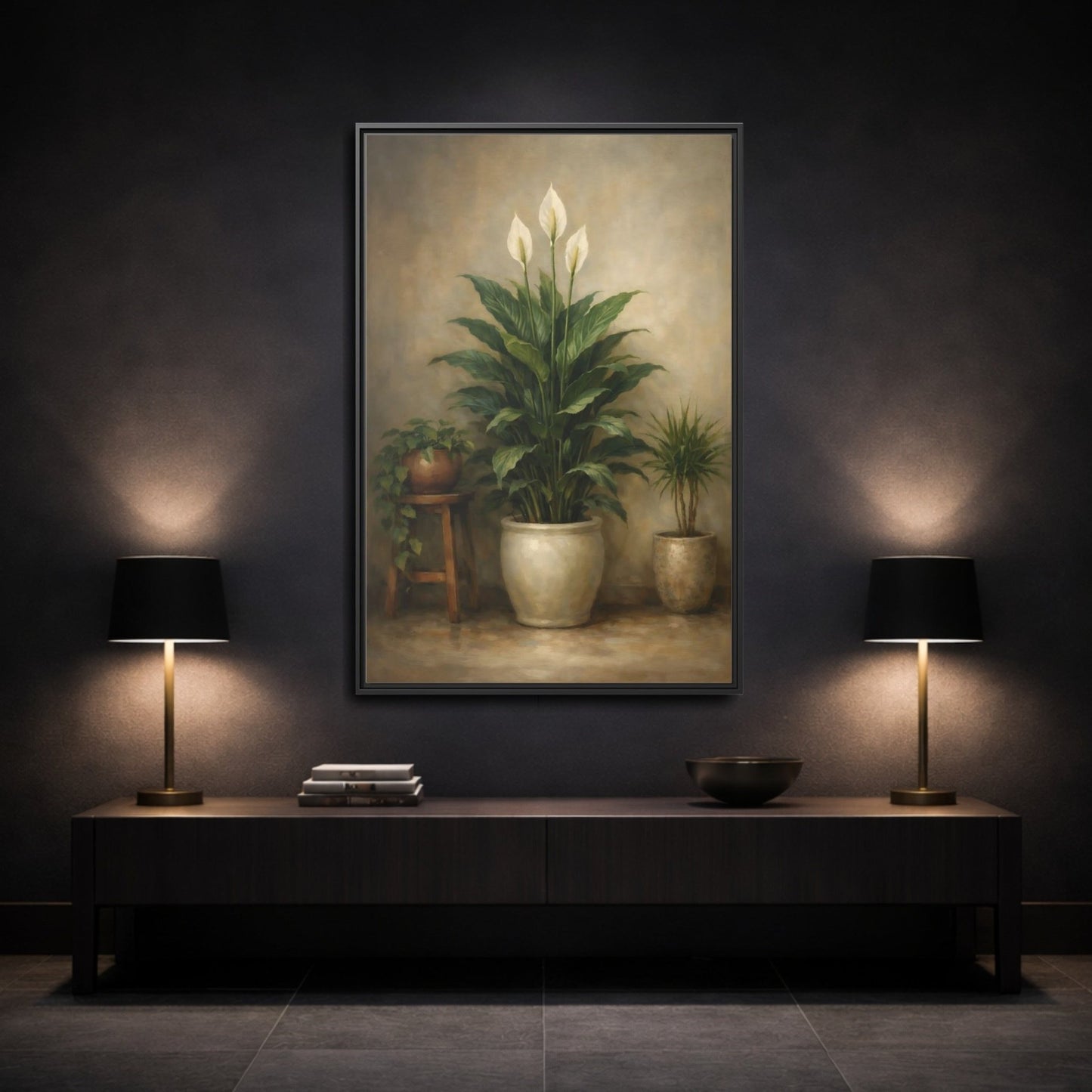Nature Peace Lily Green - Framed Canvas Wall Art Print - YesArtYes