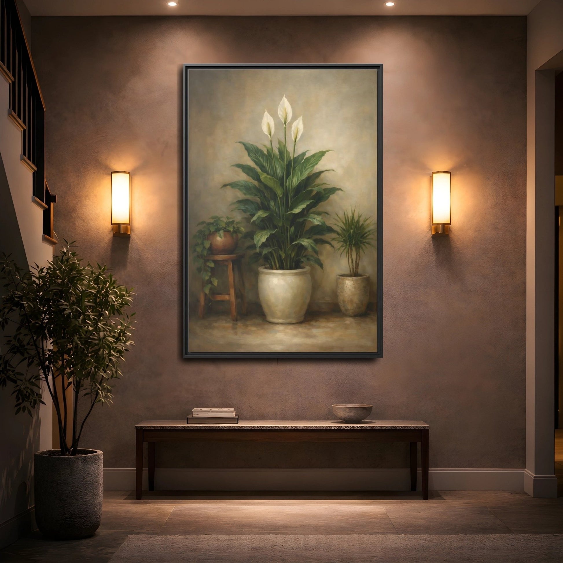 Nature Peace Lily Green - Framed Canvas Wall Art Print - YesArtYes