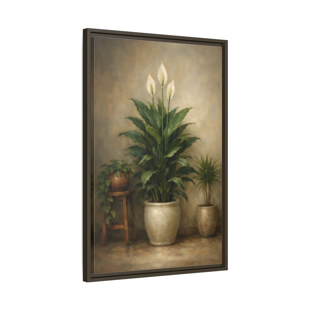 Nature Peace Lily Green - Framed Canvas Wall Art Print - YesArtYes