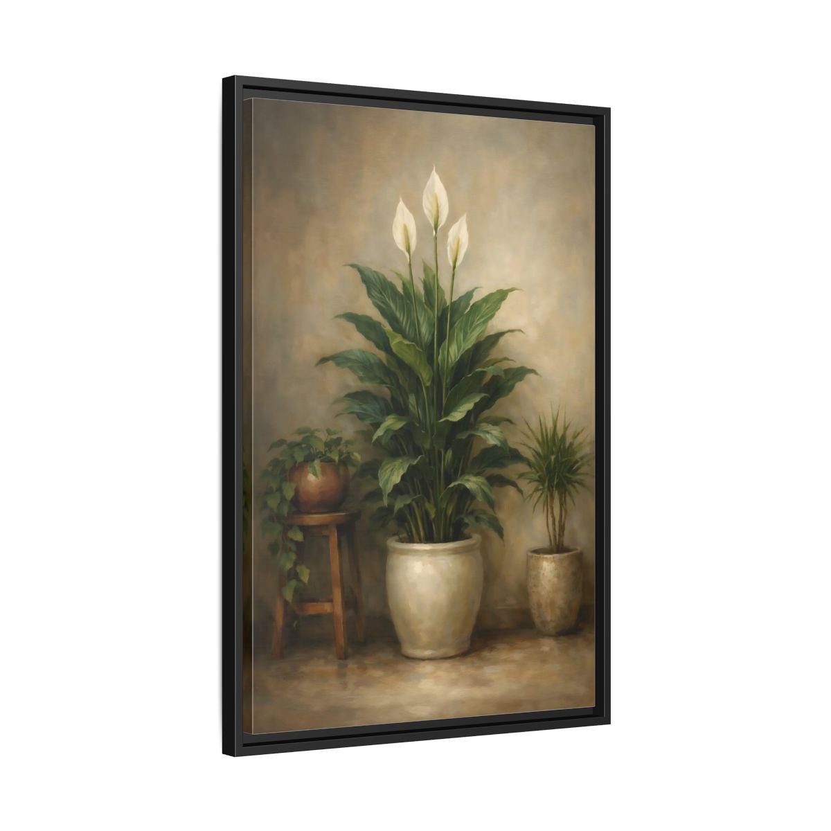 Nature Peace Lily Green - Framed Canvas Wall Art Print - YesArtYes