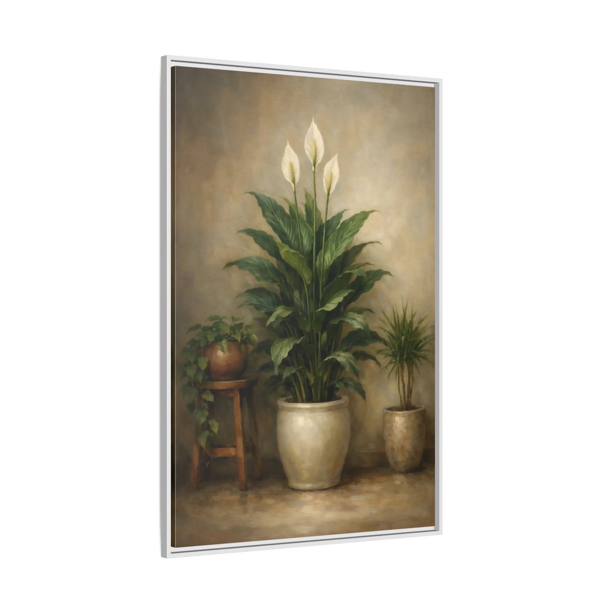 Nature Peace Lily Green - Framed Canvas Wall Art Print - YesArtYes