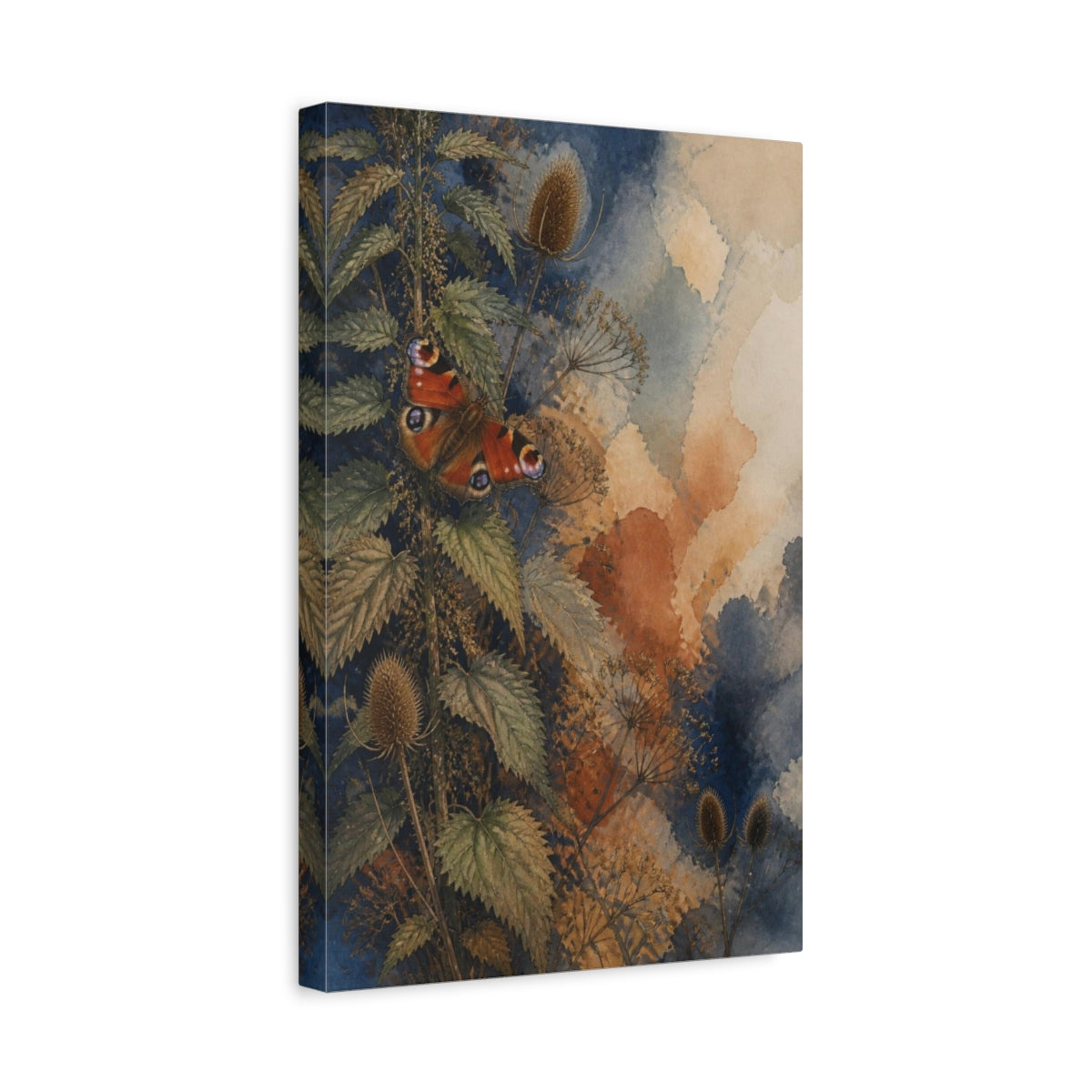 Side Mockup 4. Nature Peacock Butterfly Study shown as canvas print