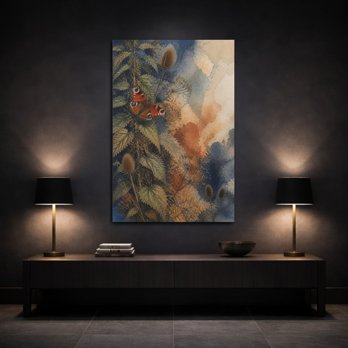 Mockup 3. Nature Peacock Butterfly Study shown as canvas print