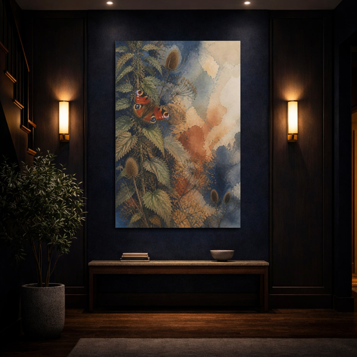 Mockup 4. Nature Peacock Butterfly Study shown as canvas print