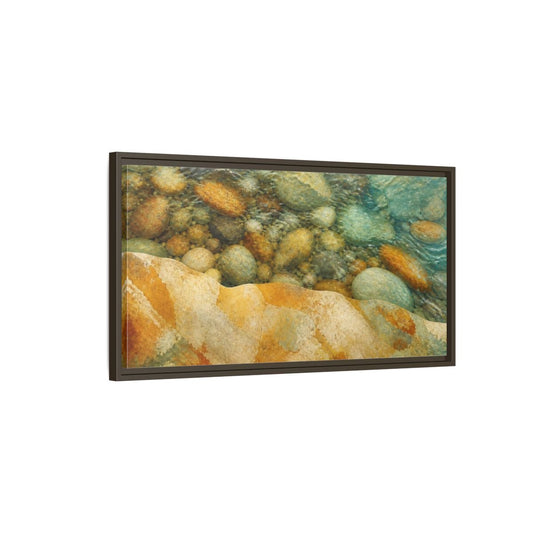 Nature Pebble Stream Framed Canvas Print – Living Room, Above Couch - YesArtYes