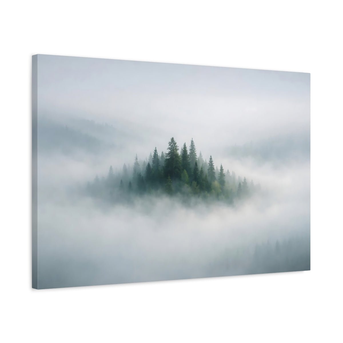 Nature Pine Forest Misty Green - Canvas Wall Art Print - YesArtYes