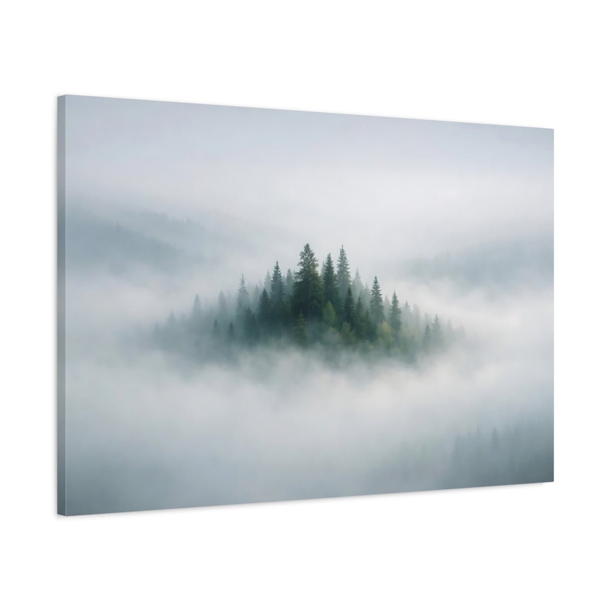Nature Pine Forest Misty Green - Canvas Wall Art Print - YesArtYes