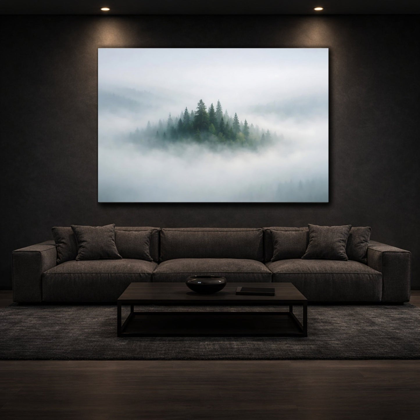 Nature Pine Forest Misty Green - Canvas Wall Art Print - YesArtYes