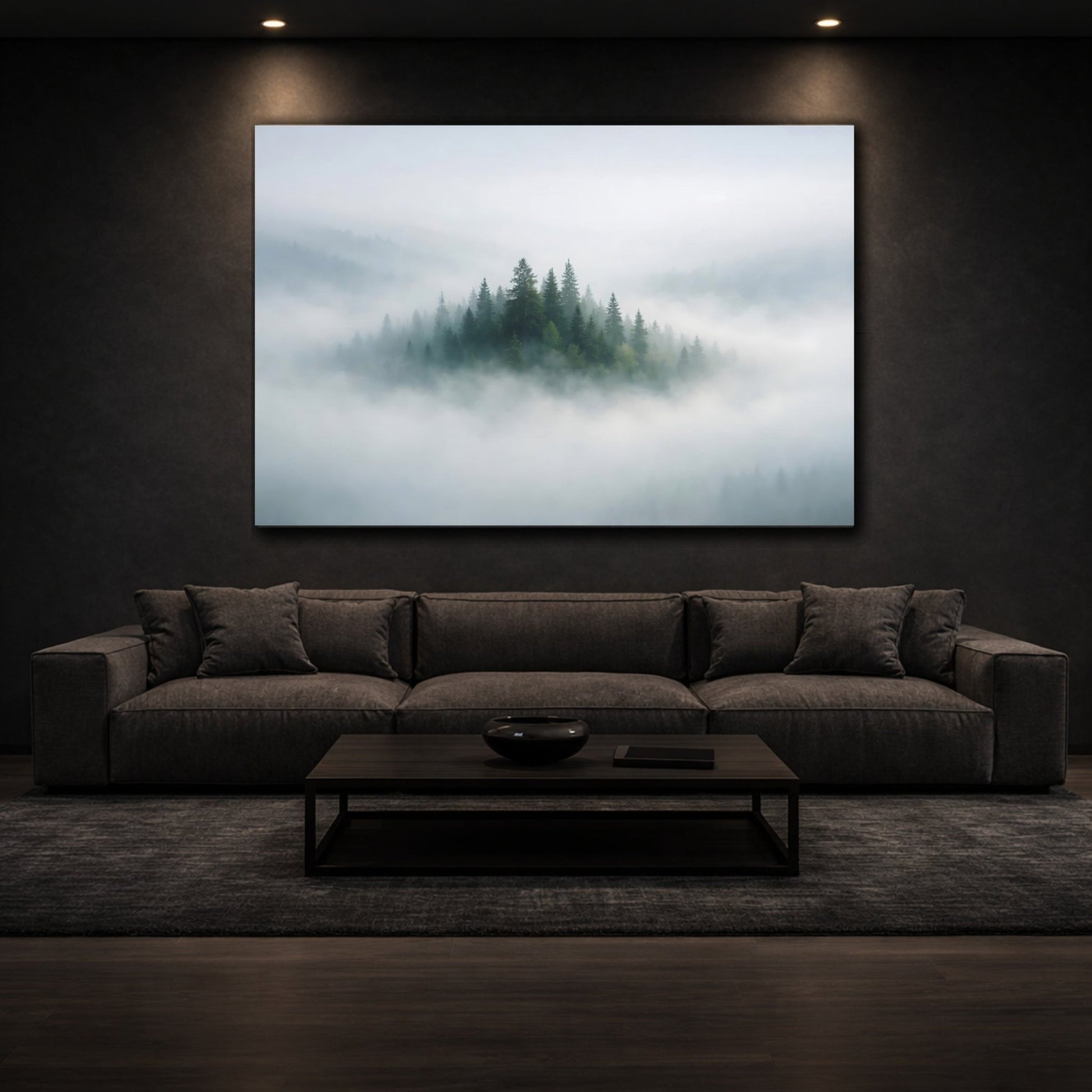 Nature Pine Forest Misty Green - Canvas Wall Art Print - YesArtYes