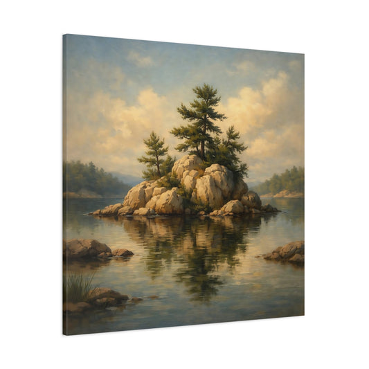 Main Mockup. Nature Pine Island Pine Island Lake shown as stretched canvas wall art