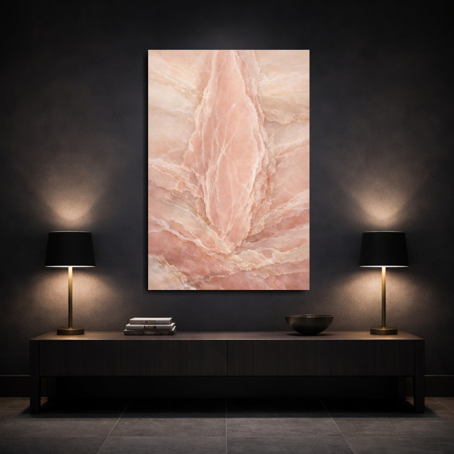 Mockup 2. Nature Pink Onyx Pink Onyx shown as stretched canvas wall art