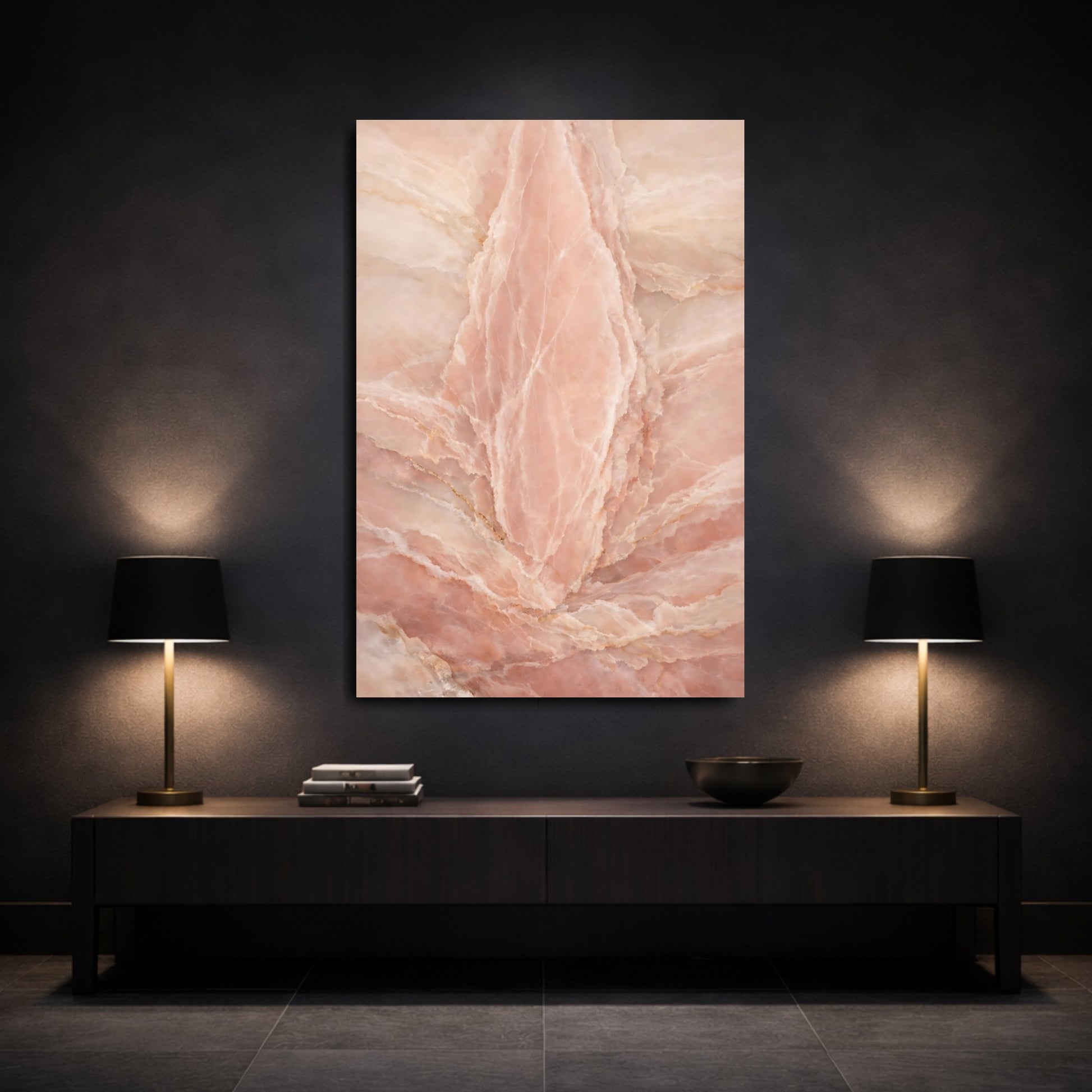 Mockup 2. Nature Pink Onyx Pink Onyx shown as stretched canvas wall art