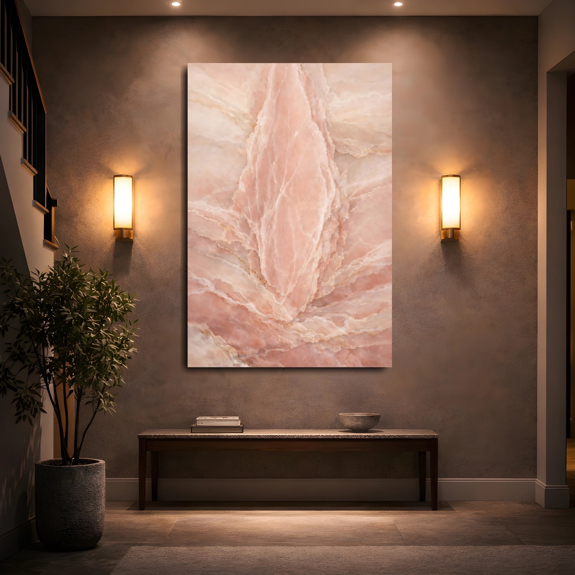 Mockup 4. Nature Pink Onyx Pink Onyx shown as stretched canvas wall art