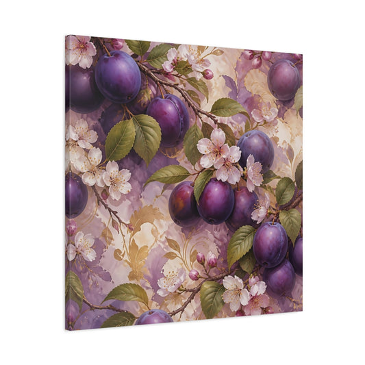 Main Mockup. Nature Plums Purple Plum Blossoms shown as stretched canvas wall art