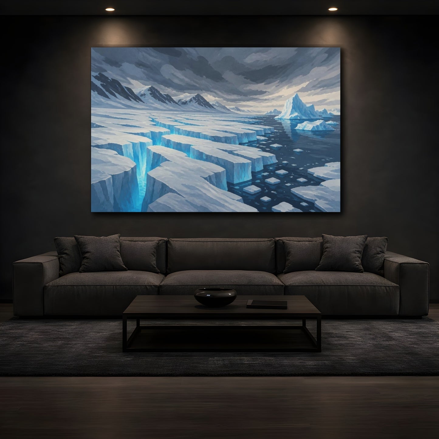 Mockup 3. Nature Polar Glacier Crevasses shown as canvas print