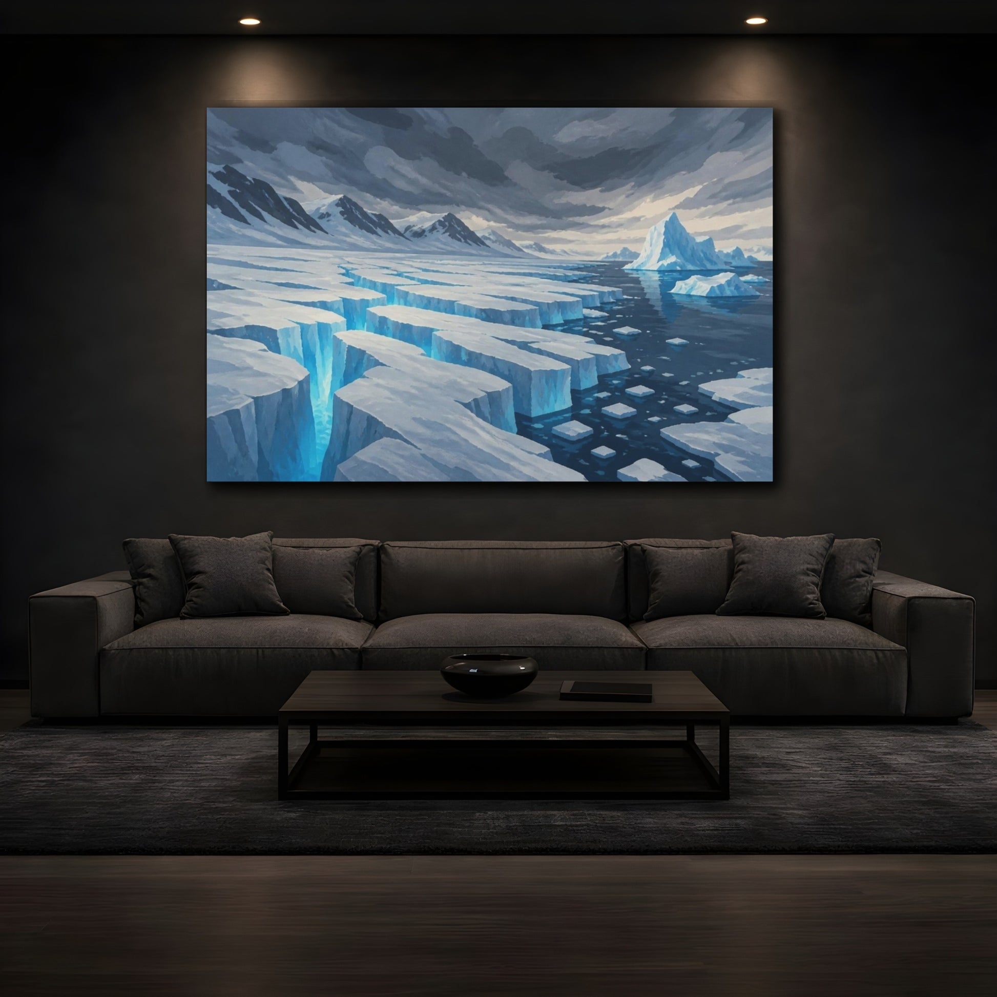 Mockup 3. Nature Polar Glacier Crevasses shown as canvas print
