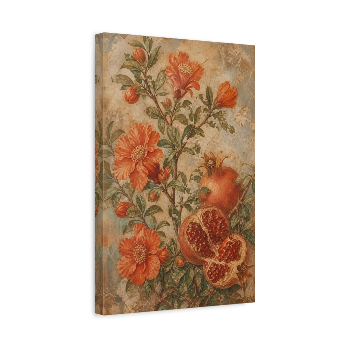 Side Mockup 4. Nature Pomegranate Tree Orange Pomegranate shown as canvas print