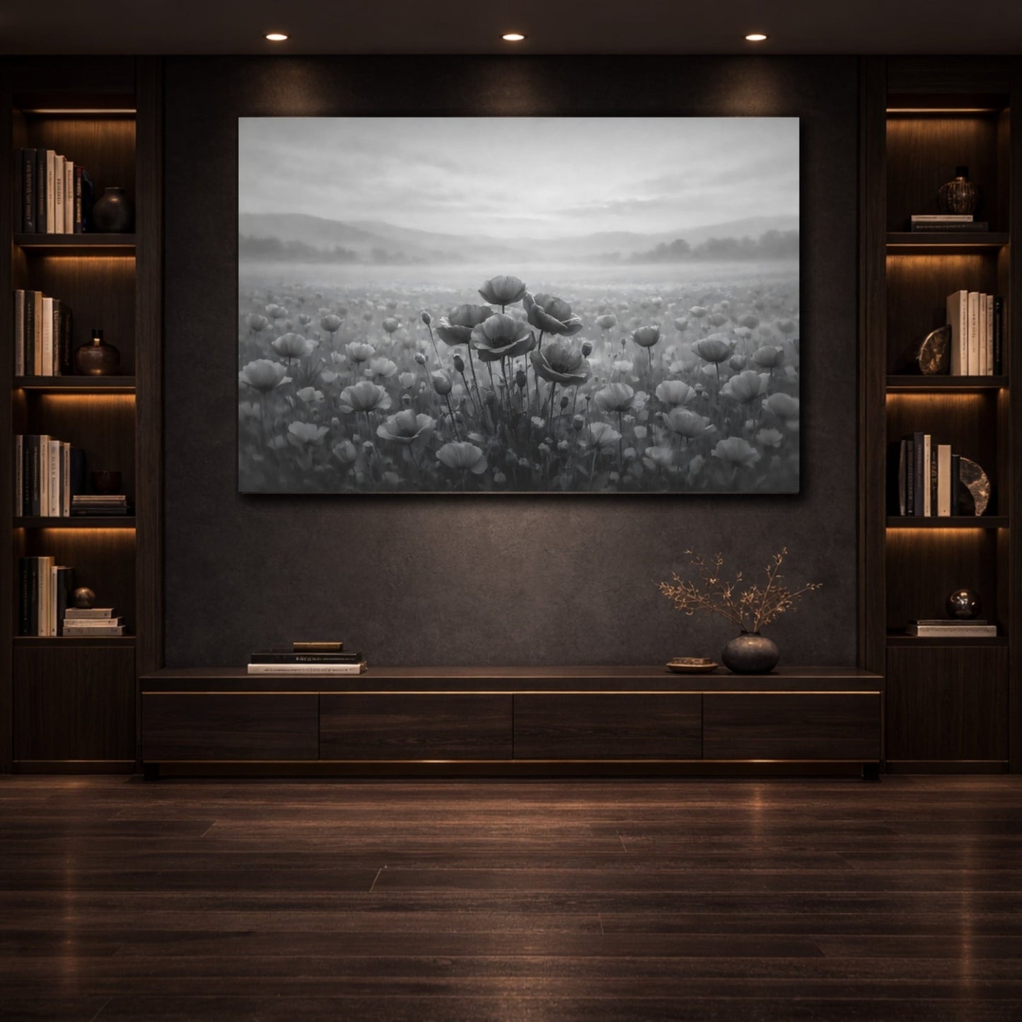 Nature Poppies Monochrome - Canvas Wall Art Print - YesArtYes