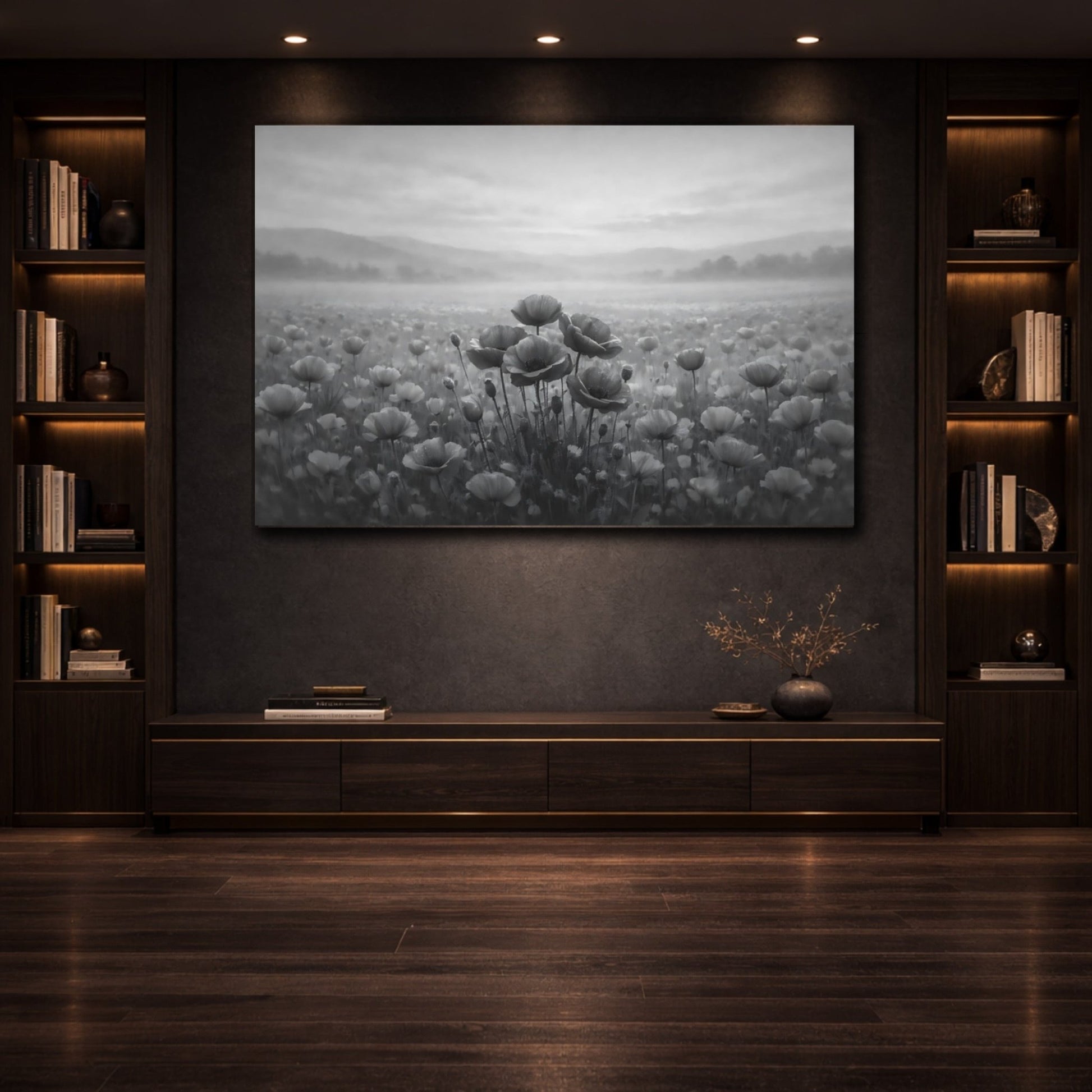 Nature Poppies Monochrome - Canvas Wall Art Print - YesArtYes