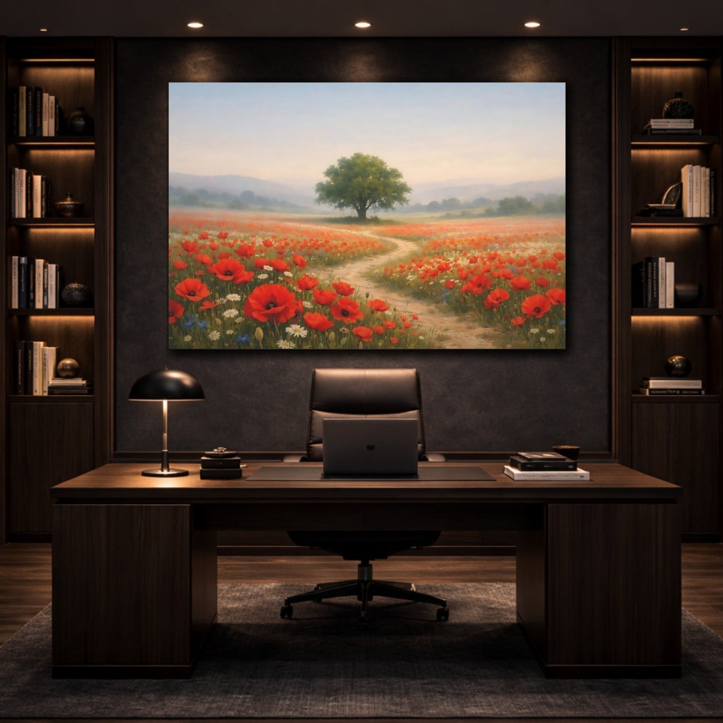 Nature Poppy Field Red Landscape - Canvas Wall Art Print - YesArtYes