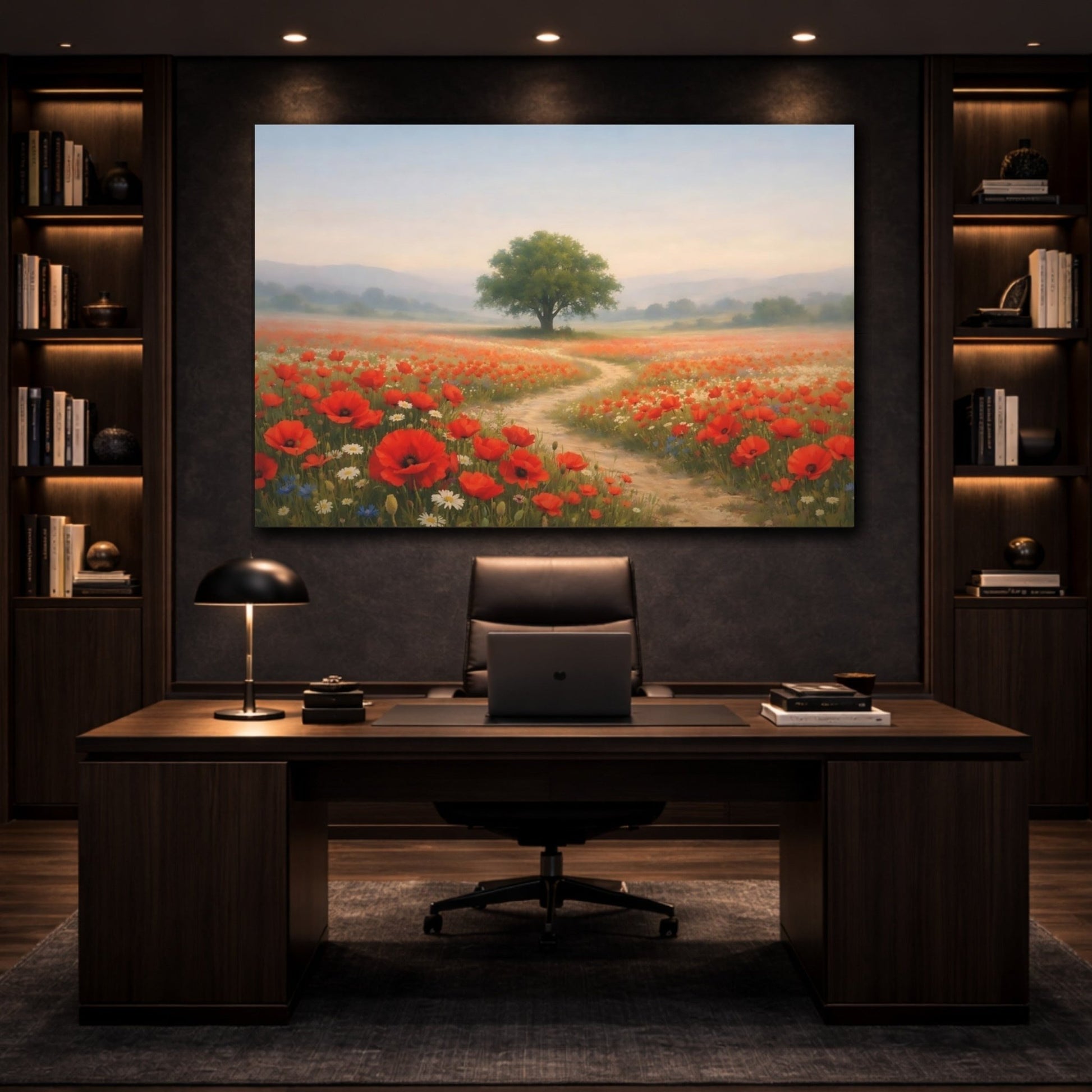 Nature Poppy Field Red Landscape - Canvas Wall Art Print - YesArtYes