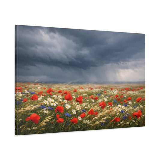 Main Mockup. Nature Poppy Field Red Poppy Field shown as stretched canvas wall art