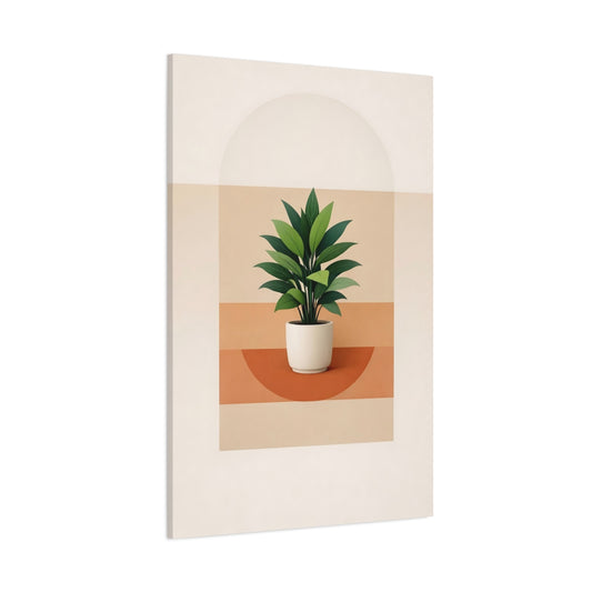 Nature Potted Plant Green And Terracotta shown as stretched canvas wall art
