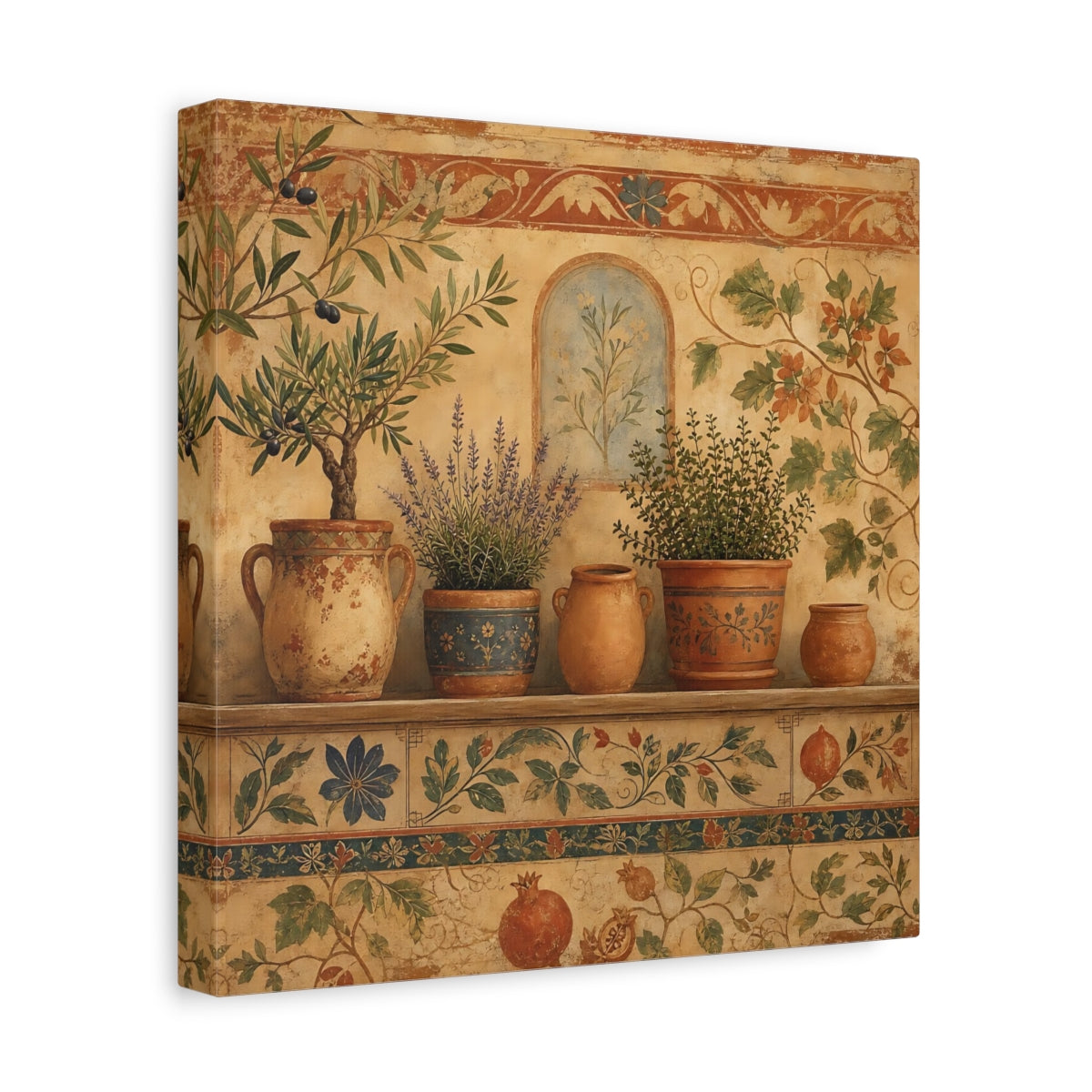Side Mockup 8. Nature Potted Plants Terracotta Plants shown as stretched canvas wall art
