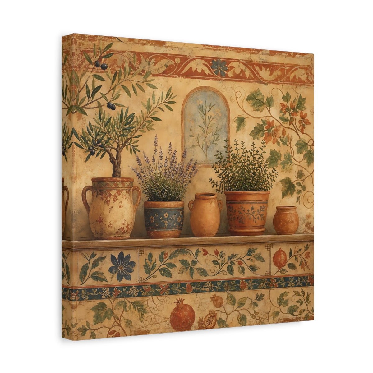 Side Mockup 7. Nature Potted Plants Terracotta Plants shown as stretched canvas wall art