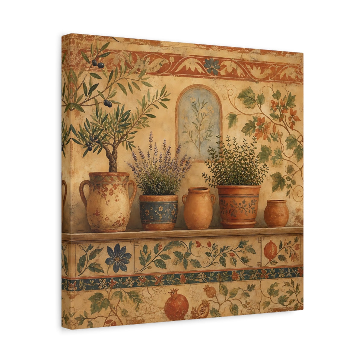 Side Mockup 6. Nature Potted Plants Terracotta Plants shown as stretched canvas wall art
