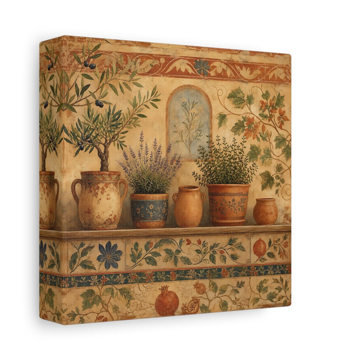 Side Mockup 2. Nature Potted Plants Terracotta Plants shown as stretched canvas wall art