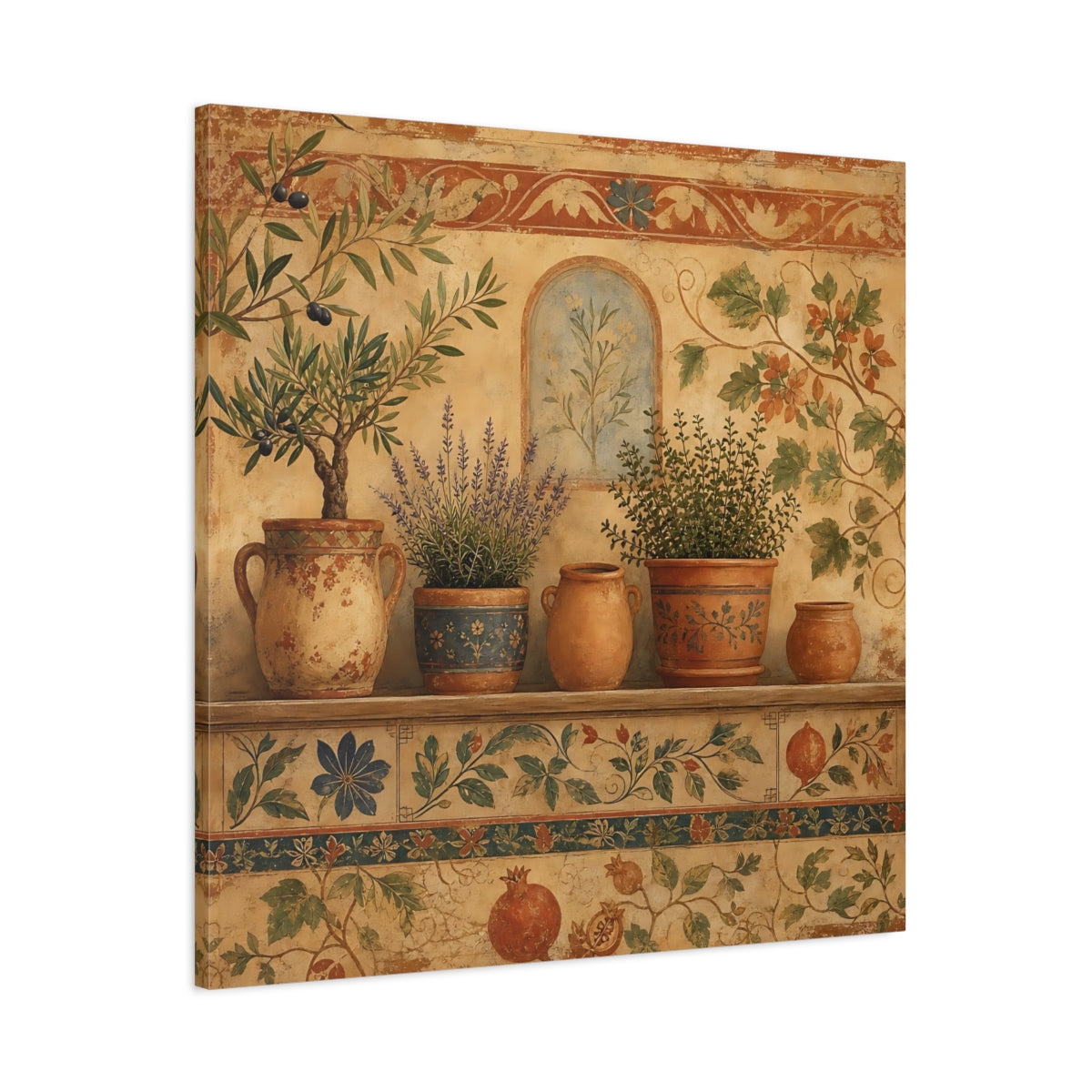 Main Mockup. Nature Potted Plants Terracotta Plants shown as stretched canvas wall art