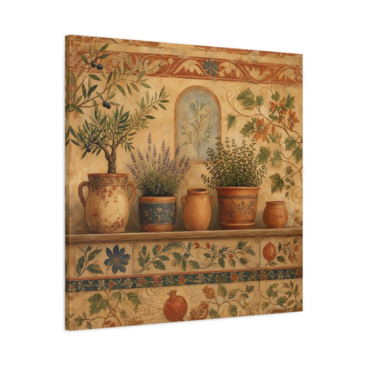 Main Mockup. Nature Potted Plants Terracotta Plants shown as stretched canvas wall art