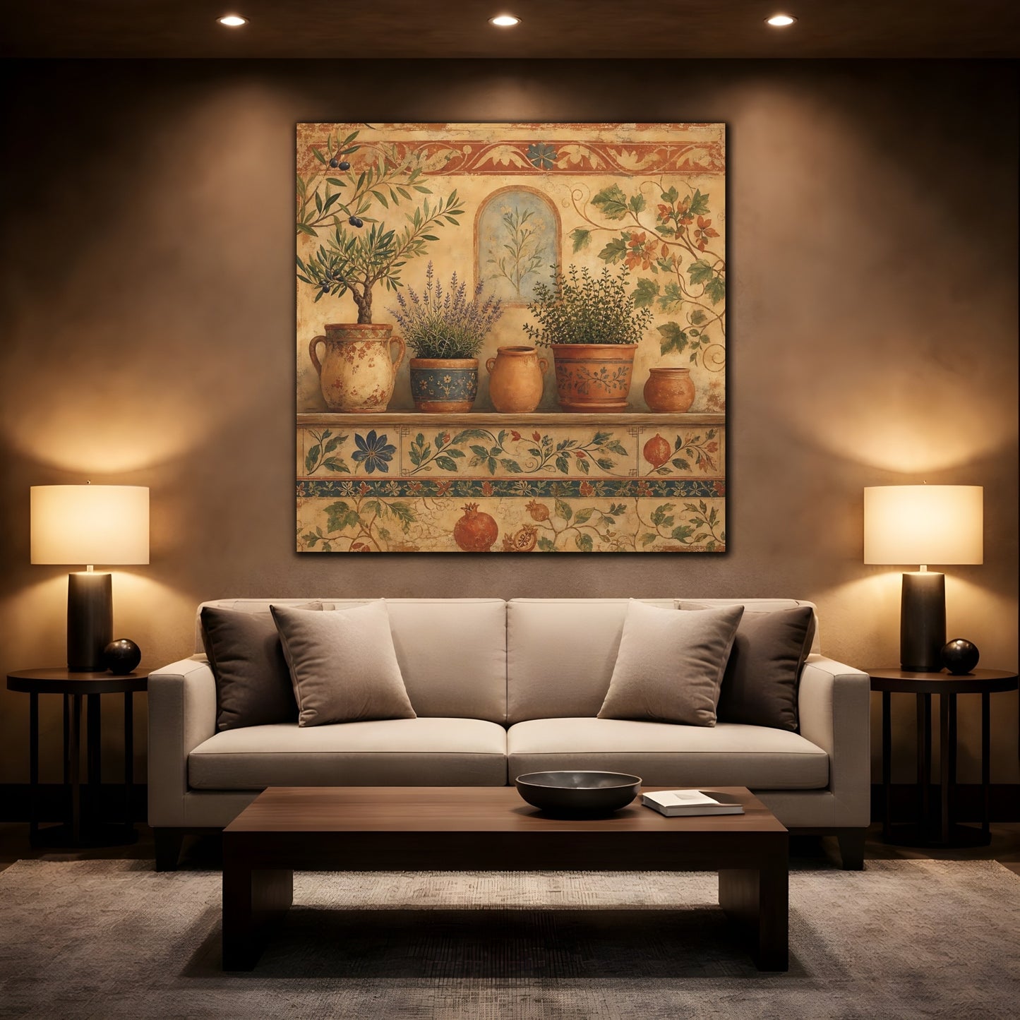 Mockup 2. Nature Potted Plants Terracotta Plants shown as stretched canvas wall art