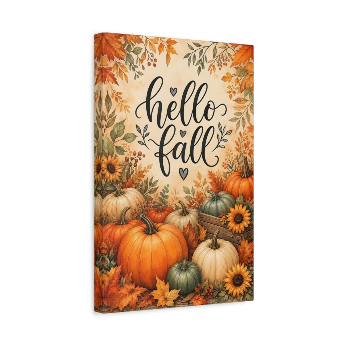 Nature Pumpkins Autumn Canvas Wall Art Print – watercolor Living Room, Above Console Table - YesArtYes
