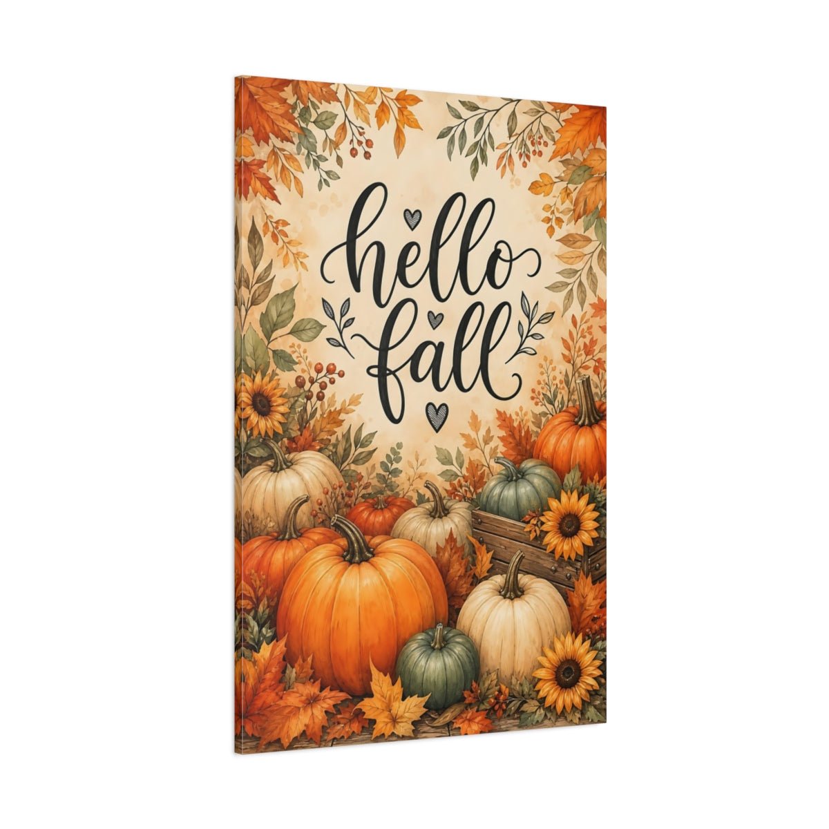 Nature Pumpkins Autumn Canvas Wall Art Print – watercolor Living Room, Above Console Table - YesArtYes