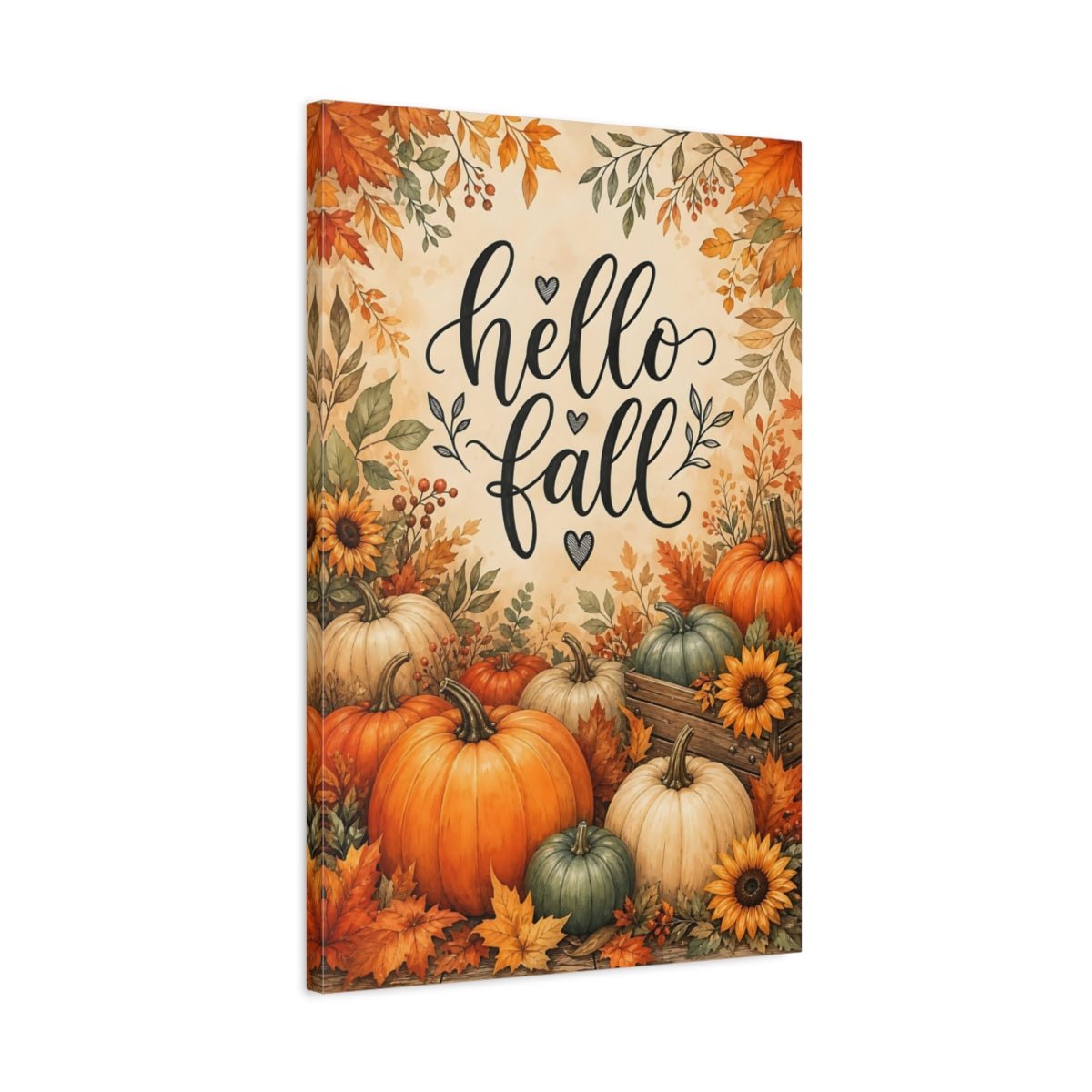 Nature Pumpkins Autumn Canvas Wall Art Print – watercolor Living Room, Above Console Table - YesArtYes