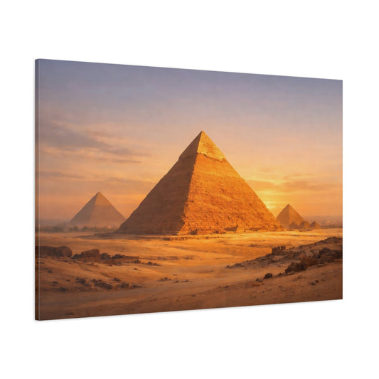 Nature Pyramids Desert Pyramids Sunset shown as stretched canvas wall art