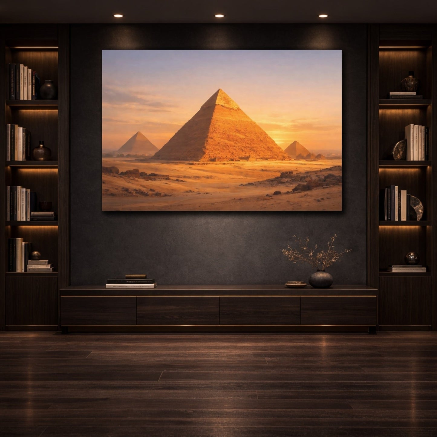 Nature Pyramids Desert Sunset - Canvas Wall Art Print - YesArtYes