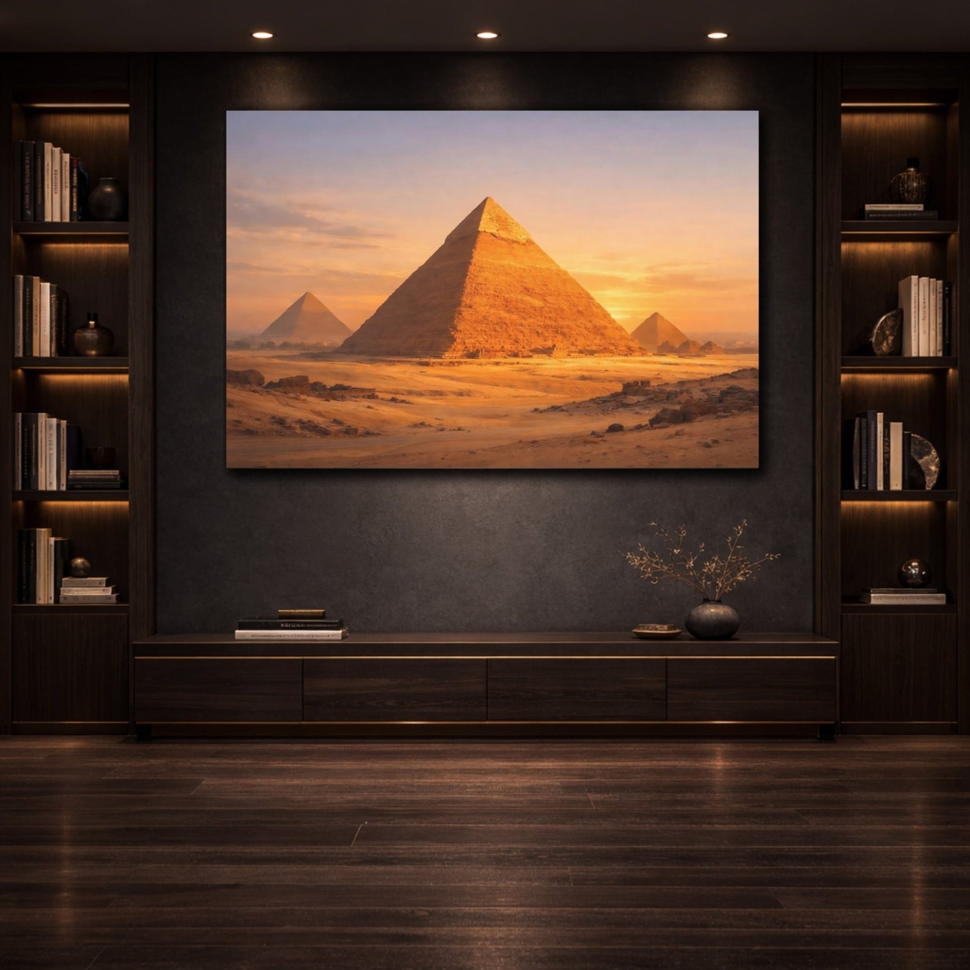 Nature Pyramids Desert Sunset - Canvas Wall Art Print - YesArtYes
