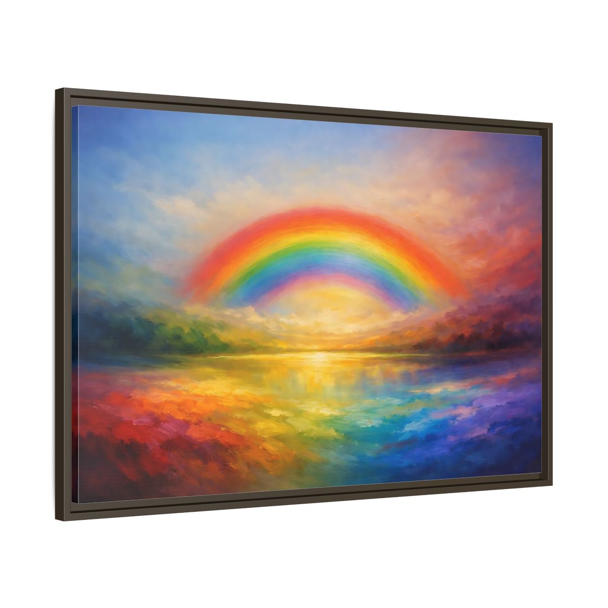 Side Mockup 9. Nature Rainbow Colorful Rainbow shown as stretched canvas wall art