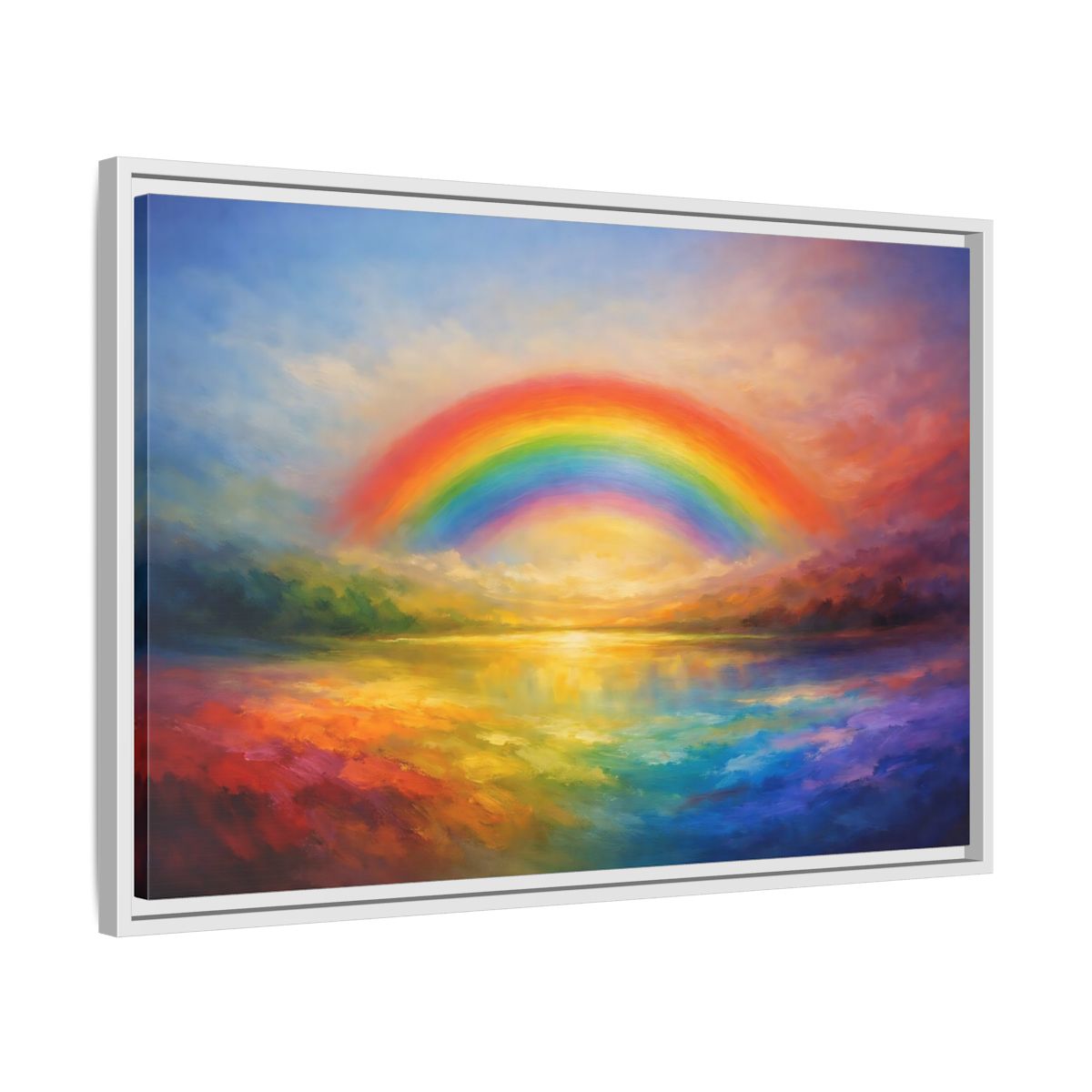 Side Mockup 10. Nature Rainbow Colorful Rainbow shown as stretched canvas wall art
