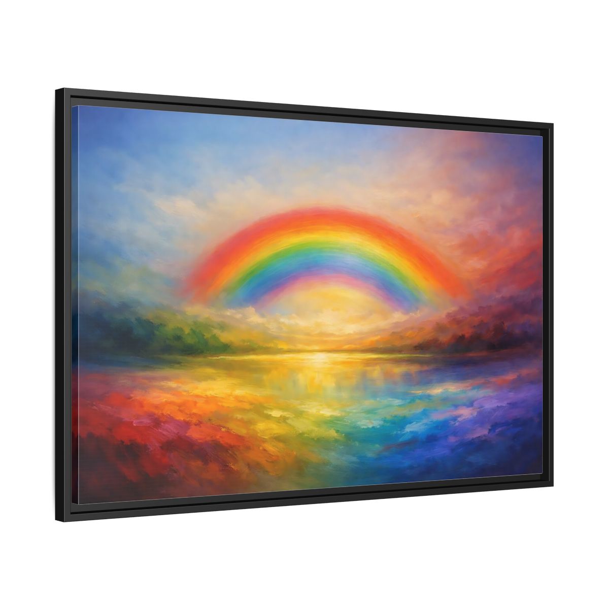 Side Mockup 13. Nature Rainbow Colorful Rainbow shown as stretched canvas wall art