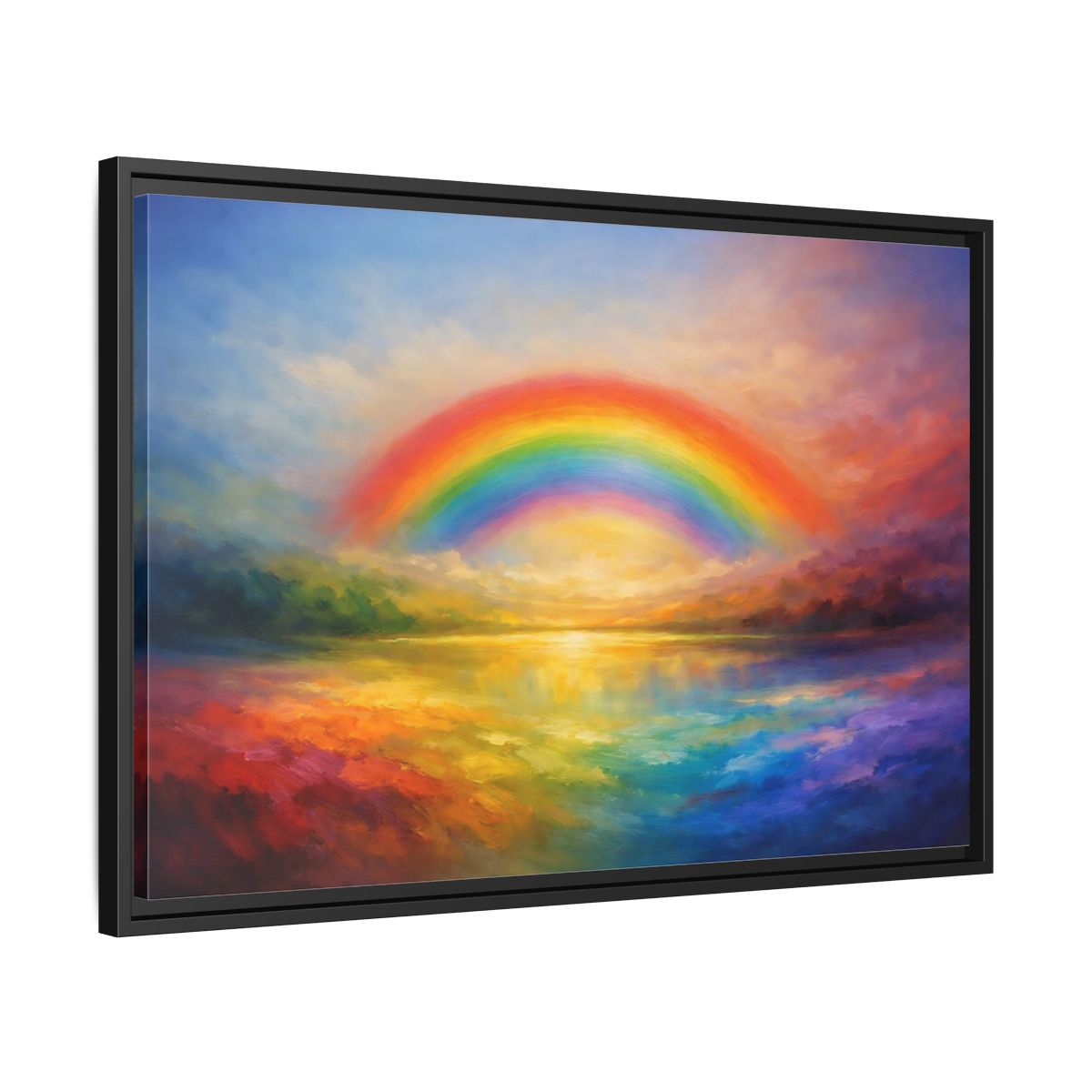 Side Mockup 14. Nature Rainbow Colorful Rainbow shown as stretched canvas wall art