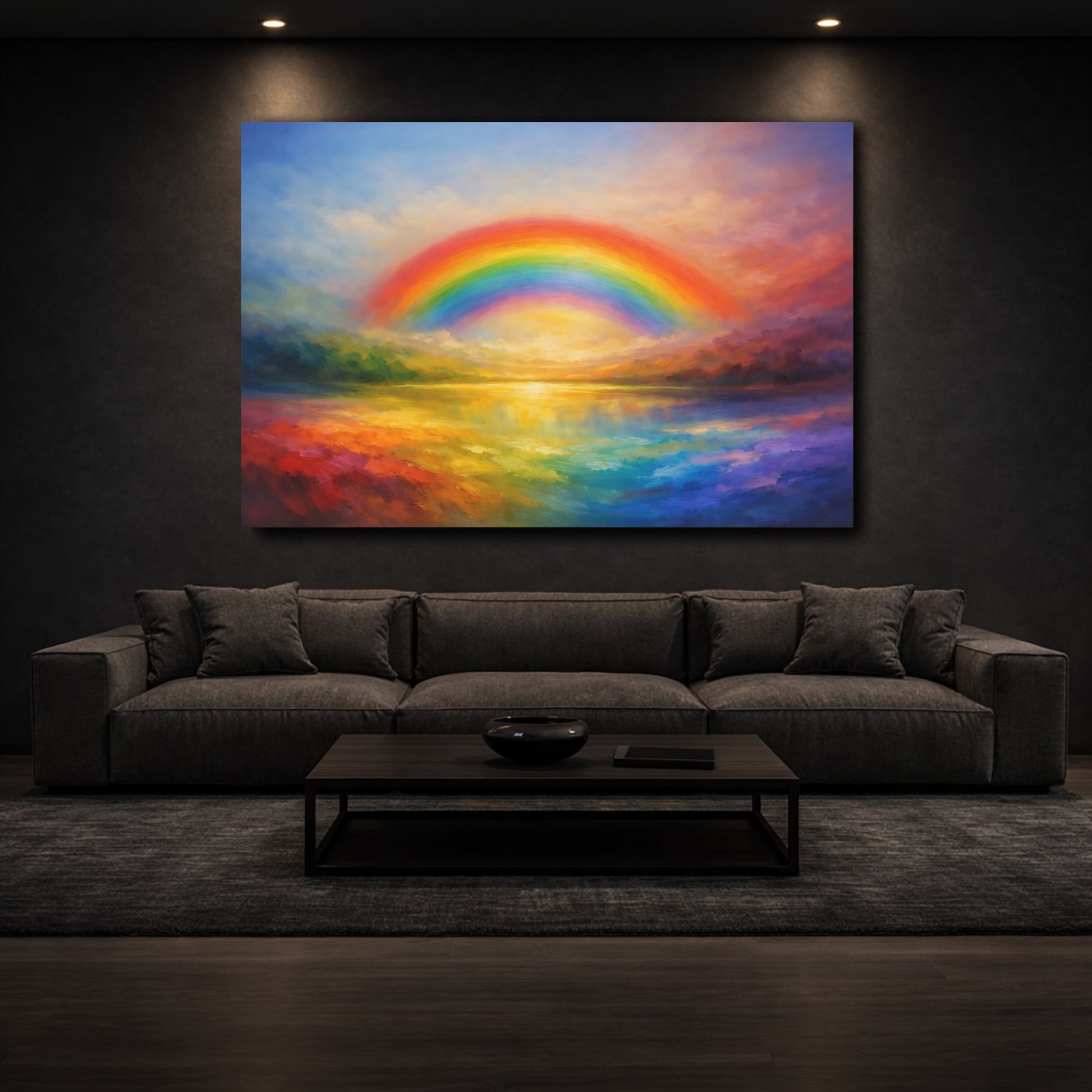 Mockup 2. Nature Rainbow Rainbow Colorful shown as stretched canvas wall art