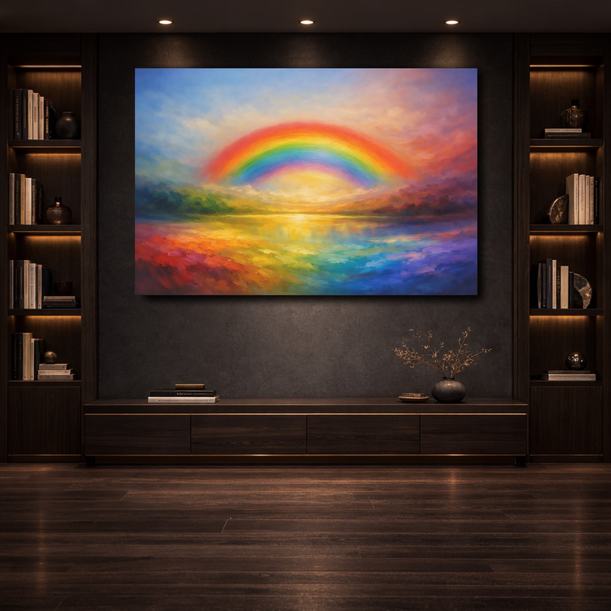 Mockup 3. Nature Rainbow Rainbow Colorful shown as stretched canvas wall art