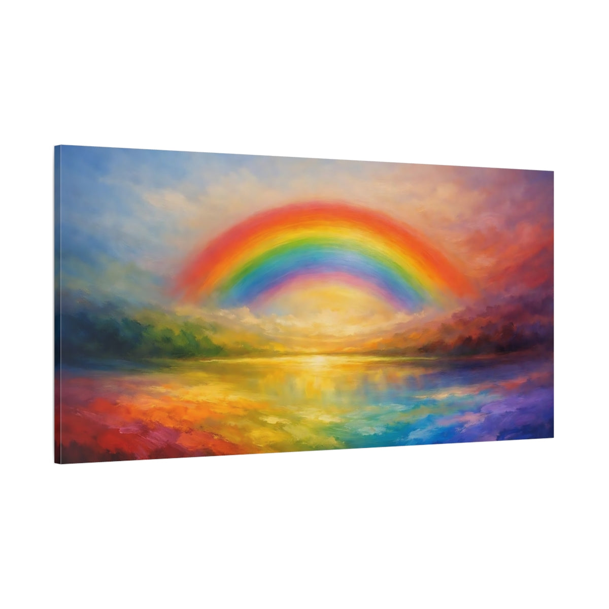 Main Mockup. Nature Rainbow Rainbow Landscape Art shown as stretched canvas wall art