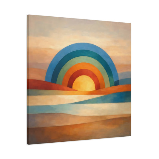 Main Mockup. Nature Rainbow Sun Abstract Rainbow shown as stretched canvas wall art