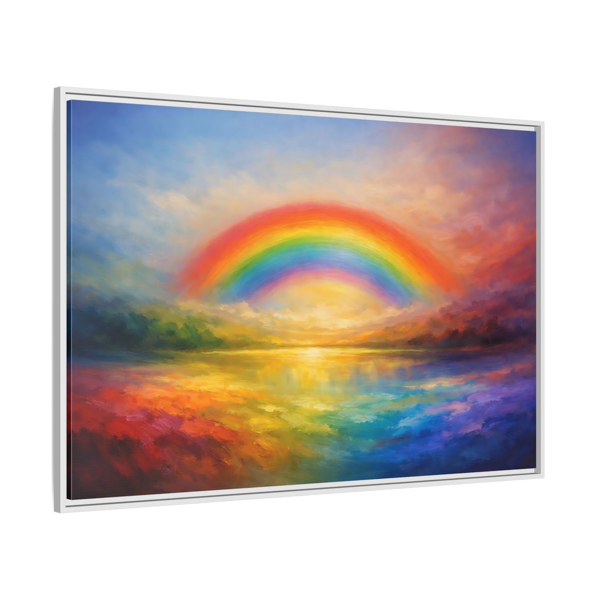 Side Mockup 7. Nature Rainbow Vibrant Rainbow shown as stretched canvas wall art