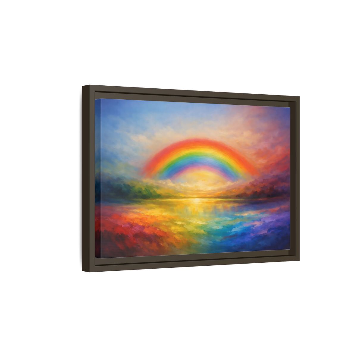 Side Mockup 5. Nature Rainbow Vibrant Rainbow shown as stretched canvas wall art